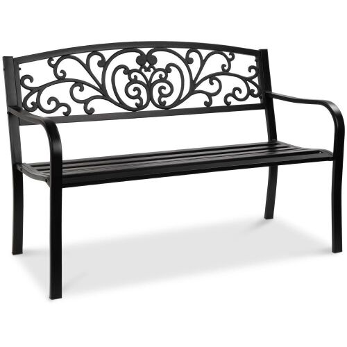 Steel Bench for Outdoor, Patio, Garden w/ Floral Design - 50in  - Lot 709