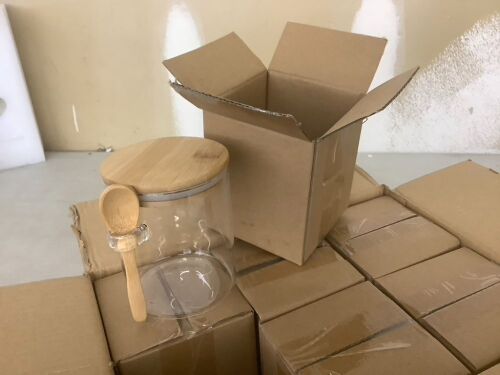 Lot of (6) Storage Jar with Wood Lid & Spoon - Lot 704