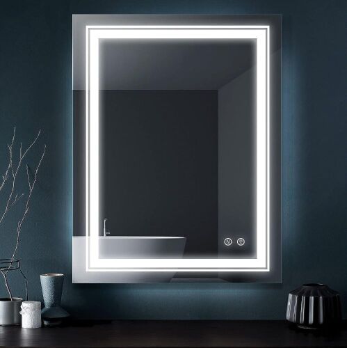 FRALIMK 28x36 Inch LED Bathroom Mirror, Anti-Fog Dimmable - Lot 737a