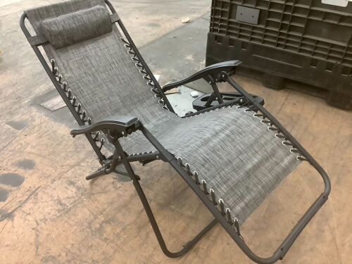 Zero Gravity Patio Chair Recliner w/ Cup Holder - Dirty  - Lot 336