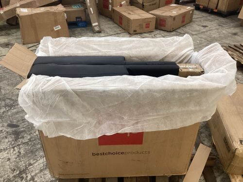 Faux Leather Upholstered Convertible Sofa Bed Futon w/ 2 Cupholders  - Lot 532