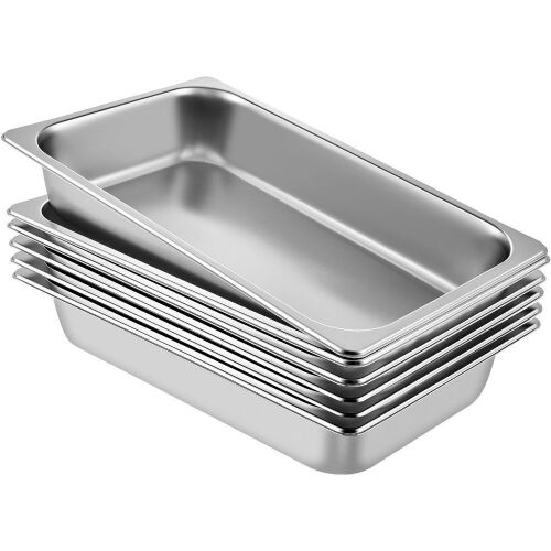 VEVOR Full Size 4-Inch Deep Steam Table Pans, 6 Pack , 22 Gauge Thick Stainless Steel  - Lot 247