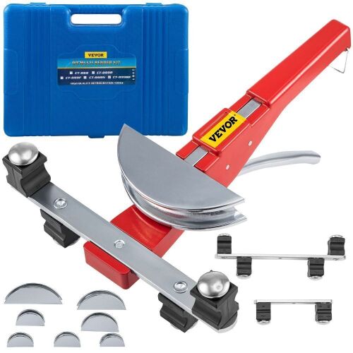 VEVOR Pipe Bender, 7 Dies 1/4-7/8 Inch Refrigeration Ratcheting Tube Bender Kit, 90° Tubing Bender with Reverse Bending Attachment for HVAC - Lot 340