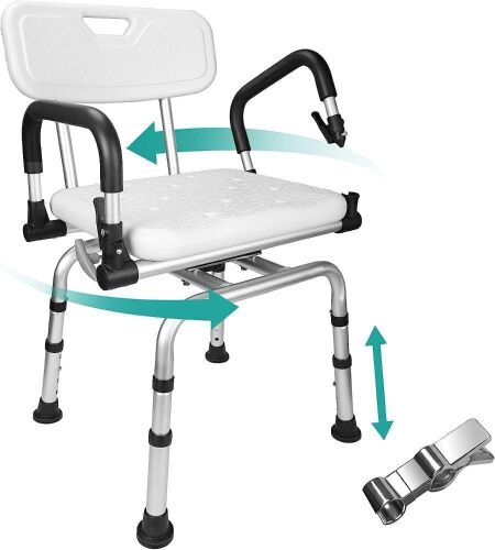 ARKANTOS 360° Swivel Shower Chair with Arms and Back, Adjustable Height, Supports up to 300LBS  - Lot 279