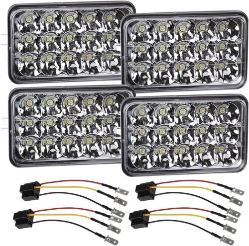 4x6 Inch LED Headlights Hi/Lo Sealed Beam Replace Projector Rectangular H4651 H4652 H4656 H6545 Headlamp, 4pc - Lot 291