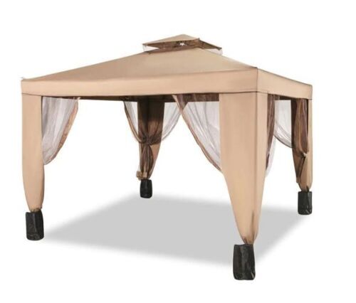 VEVOR 10 ft. x 10 ft. Brown Outdoor Gazebo Pop Up with Netting and Four Sandbags - Lot 178