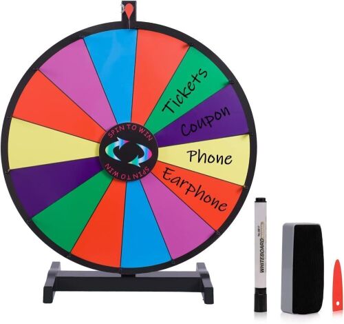 Hooomyai 24 Inch Tabletop Dry Erase Prize Spinning Wheel with 14 Slots - Lot 503