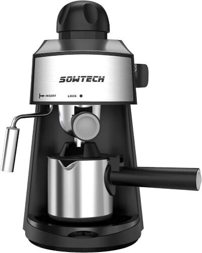 SOWTECH Espresso Cappuccino Latte Machine with Steam Milk Frother and Mug 3.5 Bar 4 Cup  - Lot 545