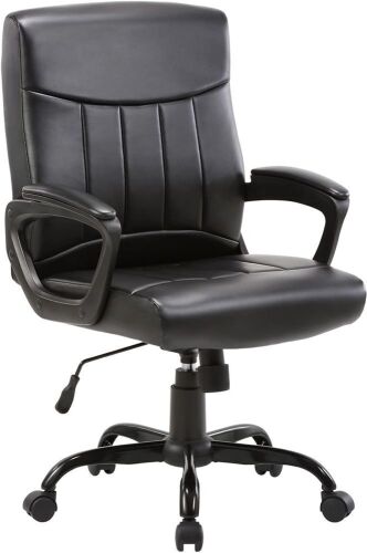 CLATINA Mid Back Leather Office Executive Chair with Lumbar Support and Padded Armrests - Lot 271