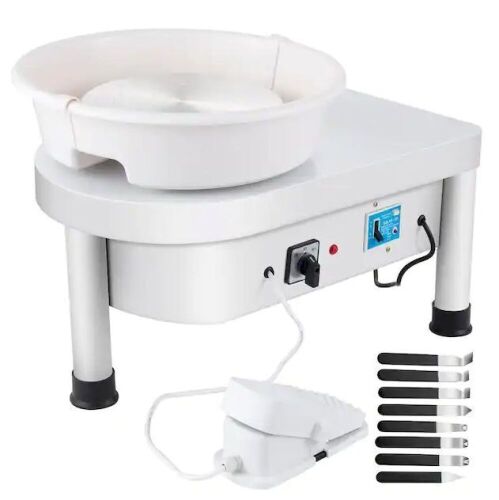 9.8 in 350-Watt Electric Pottery Wheel with Foot Pedal and Detachable Basin - Lot 30