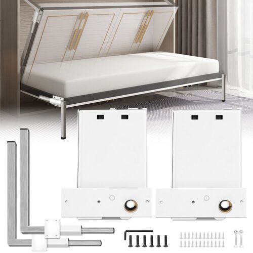 VEVOR Murphy Mounting Wall Springs Mechanism Heavy Duty Support Hardware DIY Kit for Queen Twin Size Bed (Horizontal), White - Lot 447