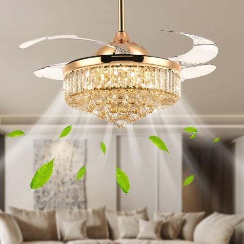48 Inch Retractable Crystal Chandelier Fan  - Lot 21