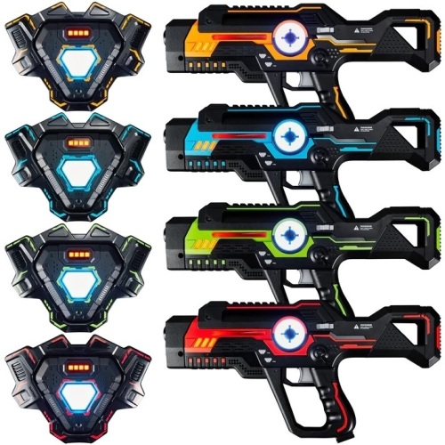 Set of 4 Infrared Laser Tag Blasters & Vests w/ 4 Team Colors - Lot 9112