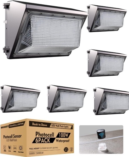 bulbeats 6 Pack 100W LED Wall Pack Lights - Lot 9138