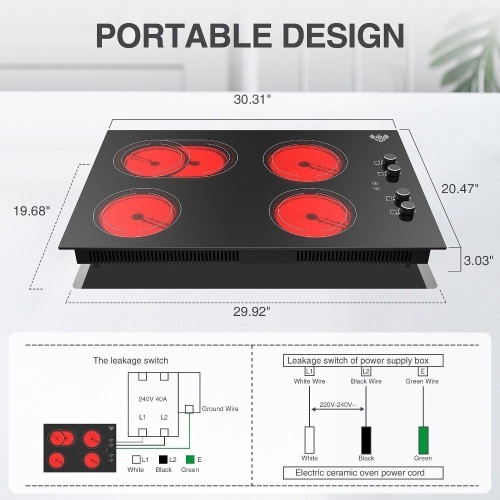 4 Burners Electric Ceramic Cooktop - Lot 9143