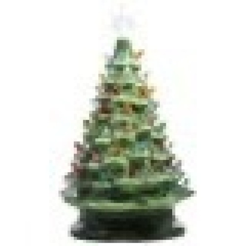 ReLive 16 Inch Green Ceramic Christmas Tree with Multicolored Lights and Music - Lot 9276