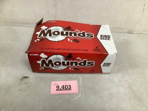 Box Of 18 King Sixe Mounds Bars - Lot 9403