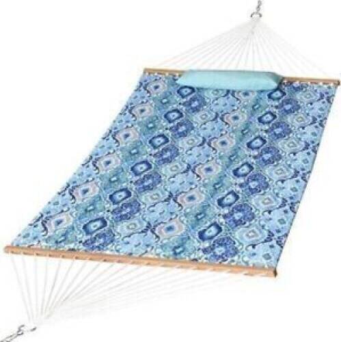 Double Quilted Fabric Hammock with Pillow, Spreader Bar - Lot 264