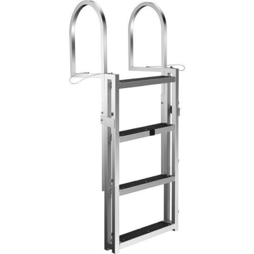 VEVOR 4-Step Aluminum Dock Ladder Adjustable Height w/Handrails, 330lbs Capacity - Lot 589