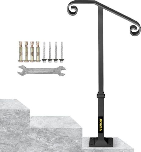 VEVOR Handrails for Outdoor Steps, Fit 1 or 2 Steps, Gray  - Lot 606
