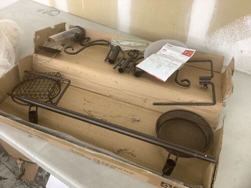 4-Hook Bird Feeding Station, Steel Feeder Stand w/ 2 Bird Feeders - 91in  - Lot 619
