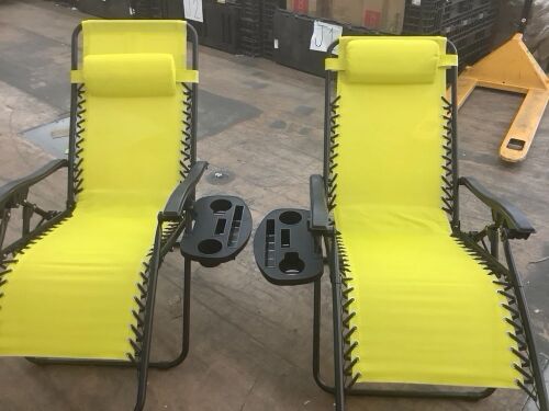 Set of 2 Adjustable Zero Gravity Patio Chair Recliners w/ Cup Holders  - Lot 653