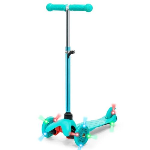 Kids Mini Kick Scooter Toy w/ Colorful Light-Up Wheels, Adjustable T-Bar  - Lot 735