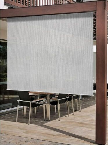 TALENSWEET Exterior Roller Shade Cloth Patio Blinds 8' x 8', Grey - Lot 626