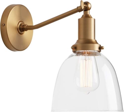 PERMO Industrial Vintage Slope Pole Wall Mount Single Sconce with 6.7" Oval Dome Clear Glass Shade  - Lot 571