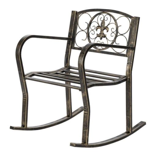 Metal Fleur-de-lis Patio Rocking Chair  - Lot 515