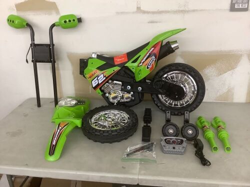 6V Kids Electric Ride-On Motorcycle Toy w/ Training Wheels, Lights, Music - Missing Hardware & Manual  - Lot 410