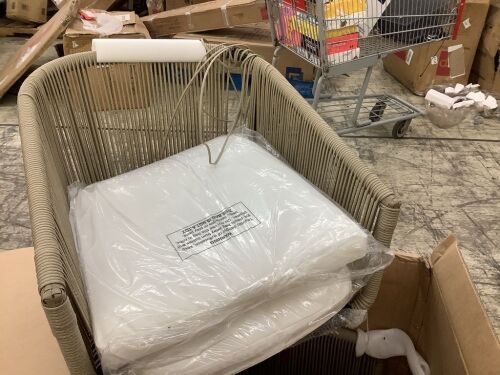 Set of 2 Indoor Outdoor Woven Wicker Patio Dining Chairs, 250lb Capacity  - Lot 488
