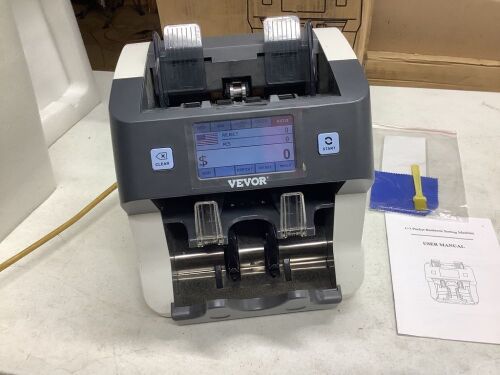 VEVOR 2-Pocket Mixed Denomination Bill Counter with UV, MG, MT, IR, DB and 2 CIS Counterfeit Detections, Reject Pocket & External Display for Bank - Lot 95