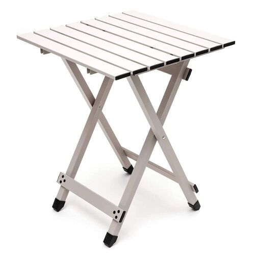 Sunnyfeel Lightweight Aluminum Folding Camping Table, Light Gray  - Lot 666