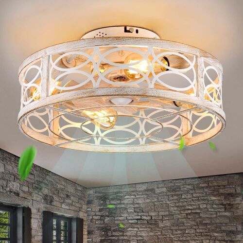 HUEOCZW 20" Caged Ceiling Fan with Light - Lot 521