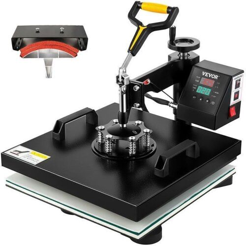 VEVOR Heat Press Machine 2in1 15x15in Flat Plate & 5.5x3in Curved Cap Plate - Lot 53