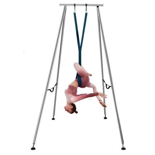 VEVOR 9.6 FT Height Inversion Yoga Swing Stand, Max Capacity 551lbs, with 236in Yoga Swing Inversion Sling Body Bundle Safety Belts  - Lot 66