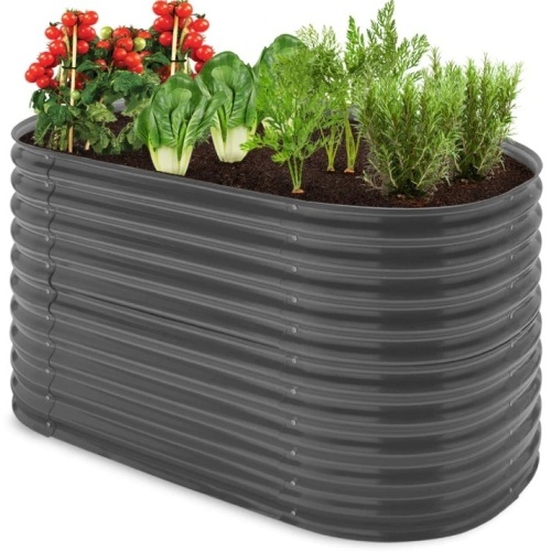 Raised Oval Garden Bed, Customizable Elevated Outdoor Metal Planter - 63in - Lot 8923