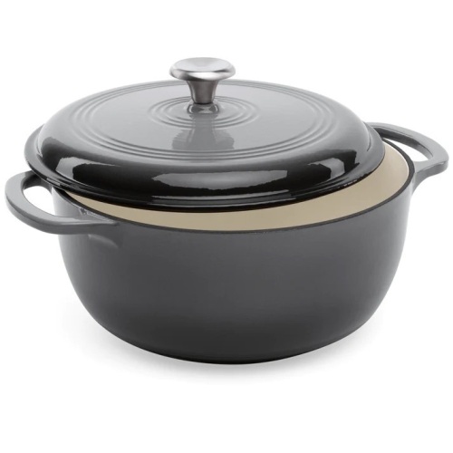 6qt Non-Stick Enamel Cast-Iron Dutch Oven Kitchen Cookware w/ Side Handles - Lot 9630