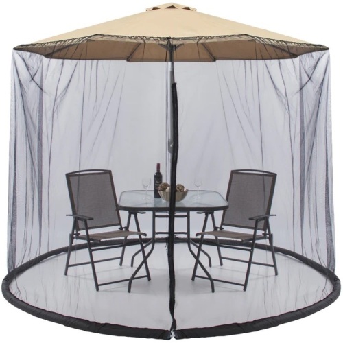 Adjustable Bug Net Accessory for Patio Umbrella w/ Zippered Door - 9ft - Lot 9691