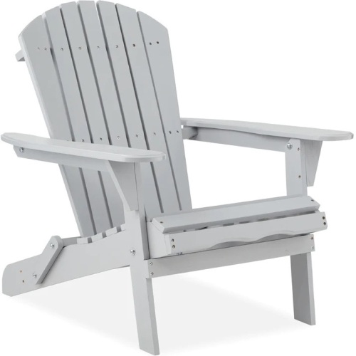 Folding Wooden Adirondack Chair, Accent Furniture w/ Natural Woodgrain - Lot 9697