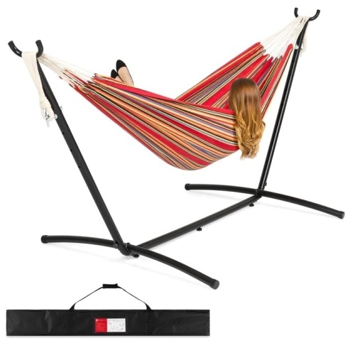 2-Person Brazilian-Style Double Hammock w/ Carrying Bag and Steel Stand - Lot 9700