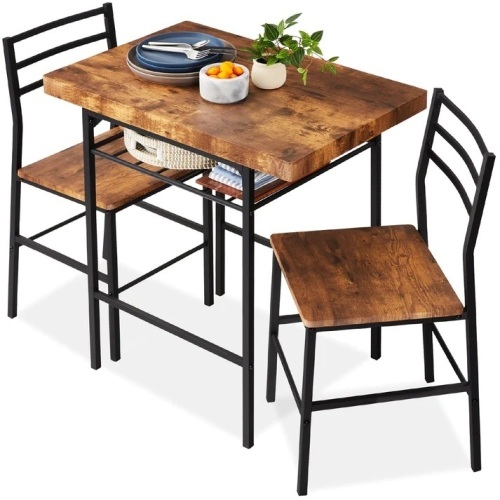 3-Piece Modern Square Dining Set w/ Storage Rack - Lot 9777