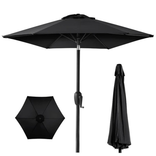 Outdoor Market Patio Umbrella w/ Push Button Tilt, Crank Lift - 7.5ft - Lot 9894