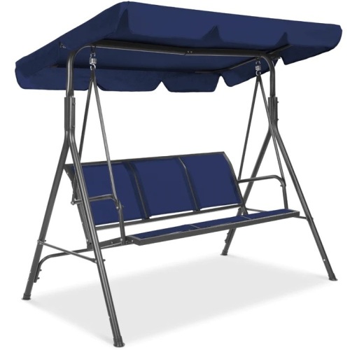2-Seater Outdoor Canopy Swing Glider Bench w/ Textilene Fabric, Steel Frame - Lot 9769