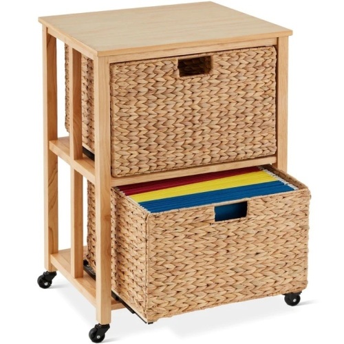 Vertical Rolling File Cabinet w/ Rubberwood Frame, Locking Caster Wheels - Lot 9773