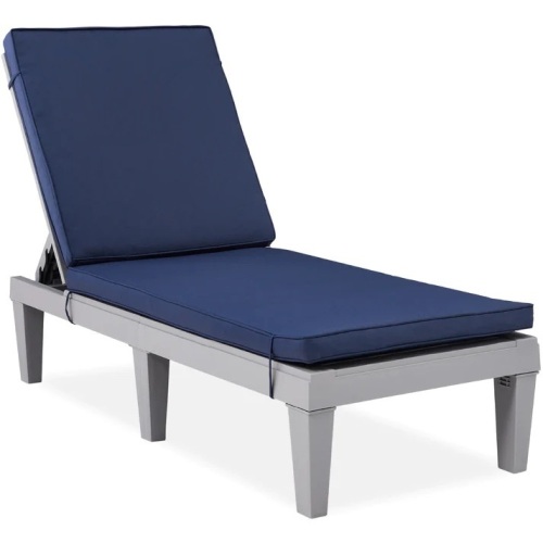 Outdoor Patio Lounge Chair, Resin Chaise Lounger w/ Seat Cushion, 5 Positions - Lot 9650