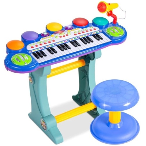 37-Key Kids Electric Keyboard w/ Microphone, Stool - Lot 9654