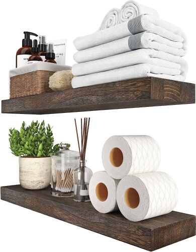 24" Rustic Floating Shelves, Dark Brown  - Lot 320