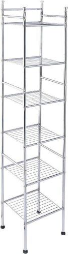 Honey-Can-Do 6 Tier Metal Tower Bathroom Shelf, Chrome  - Lot 355